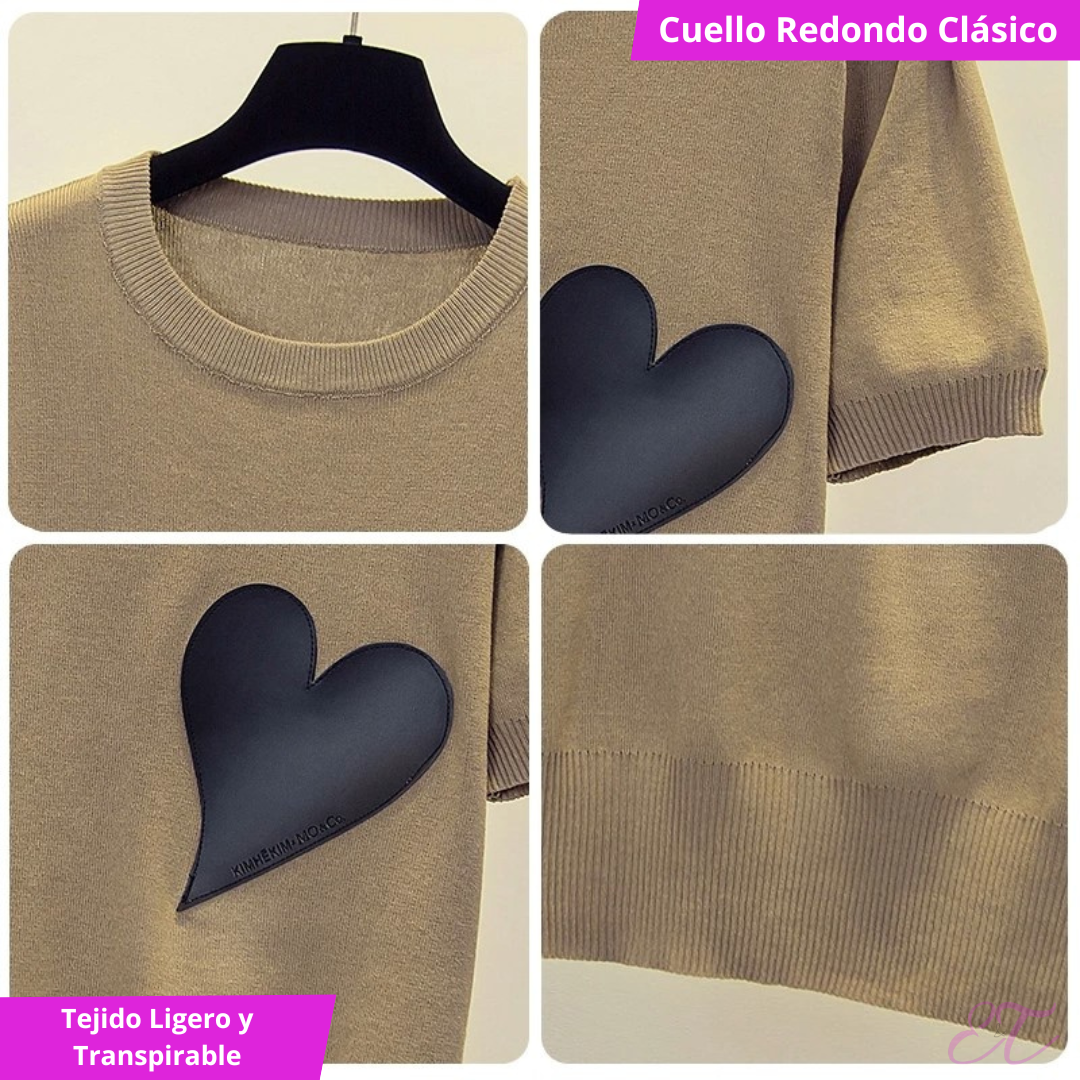 Suéter de cachemira nueva moda para primavera y verano, jersey tejido de manga corta para mujer, holgado con cuello redondo, versión coreana.™